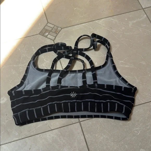 Athleta Black and Gray Striped Sports Bra - Picture 2 of 3